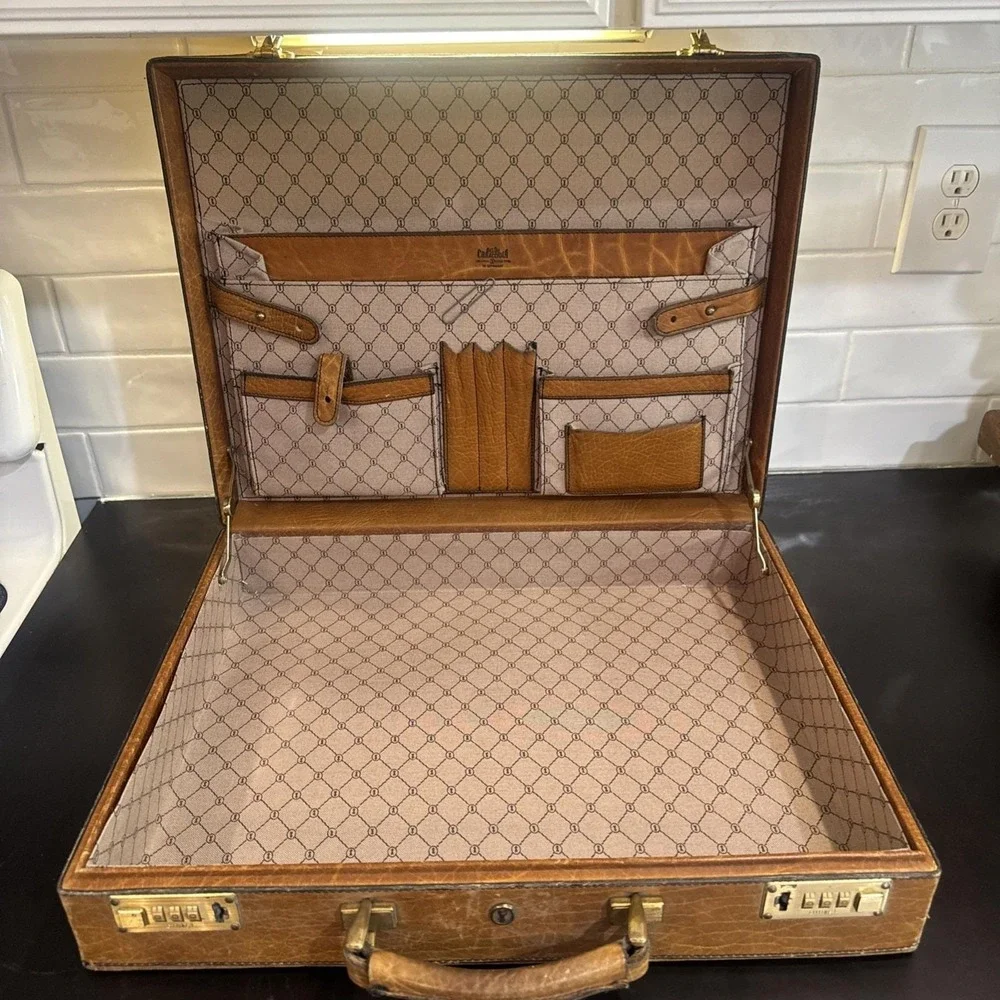 GOLDPFEIL CARACCIOLA Leather Briefcase Attaché Hard Case West GERMANY